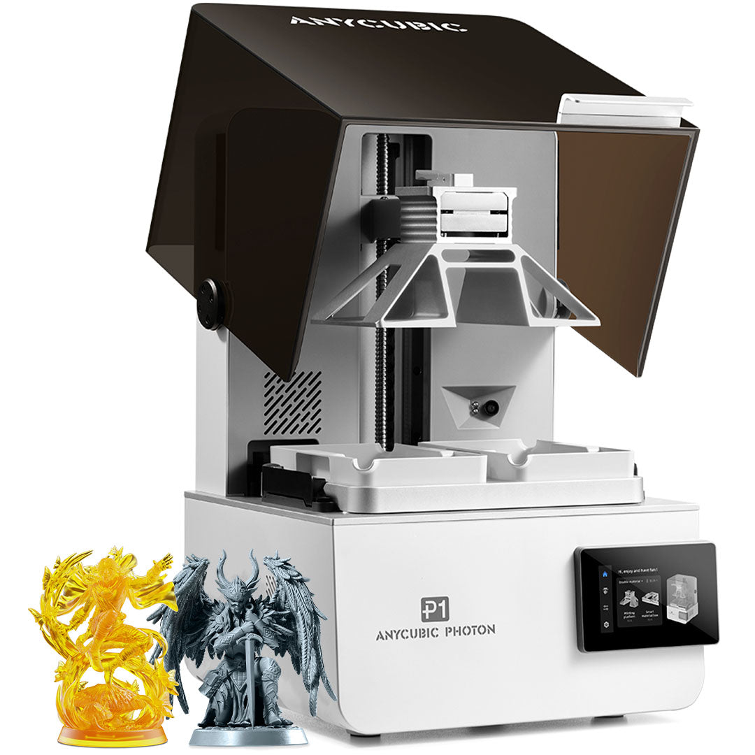 Anycubic Photon P1 reçine 3D yazıcı açık kapak ve baskı platformu resmi görseli