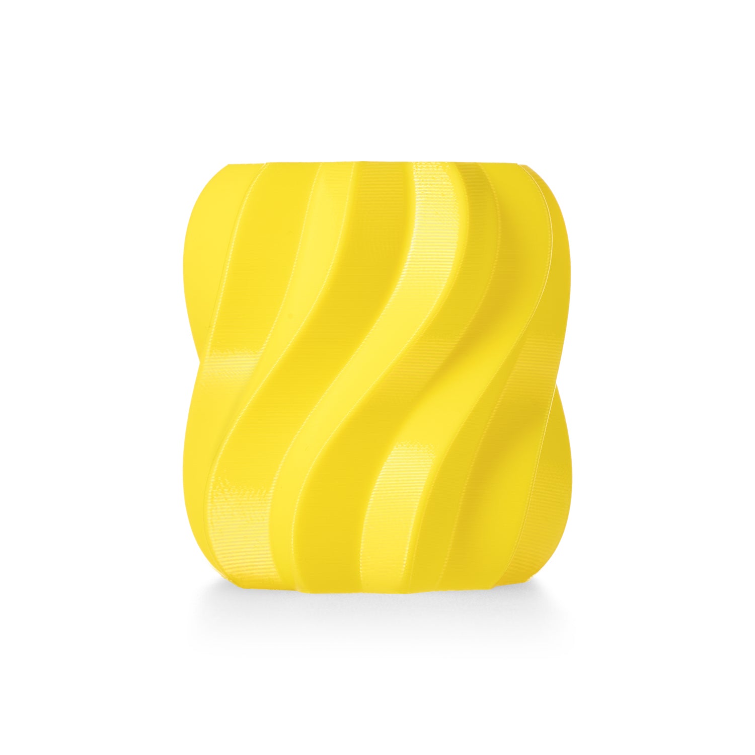 Anycubic TPU 68D Yellow 3D-printed spiral vase demonstrating the filament colour and finish