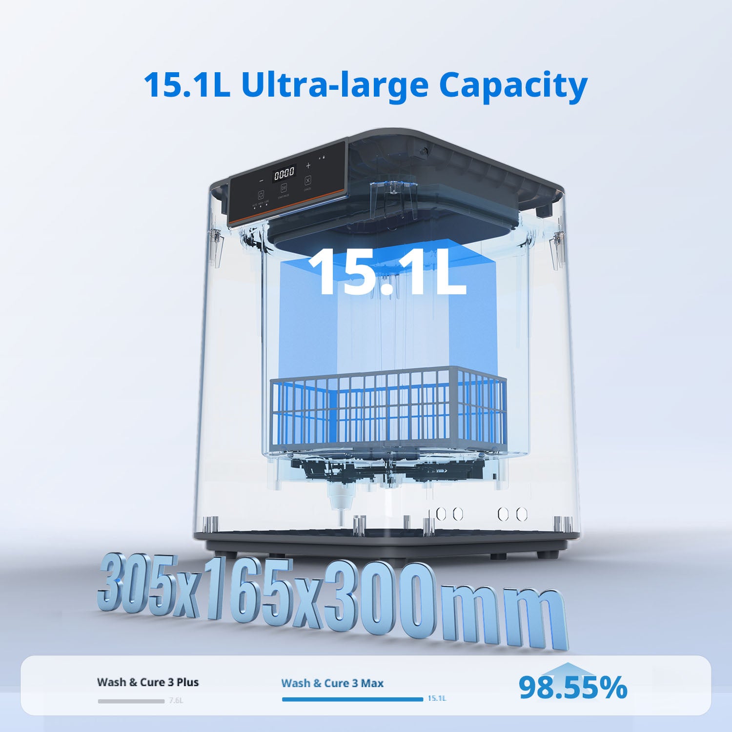 Wash & Cure 3 Max: 15.1L Ultra-Large, 1-Click Ease