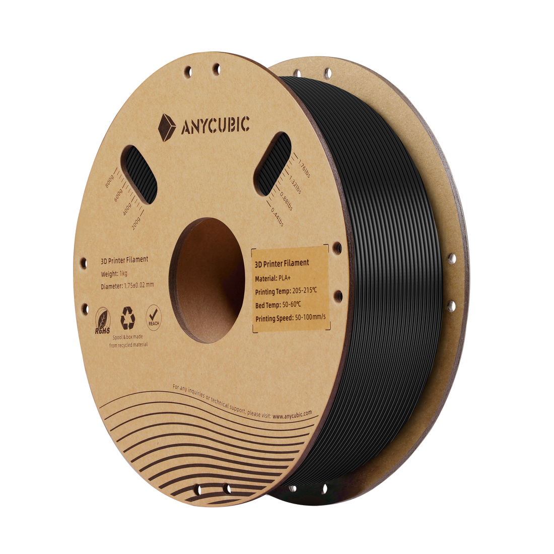 Anycubic PLA Plus Black 1kg Filament AHPLPBK-10