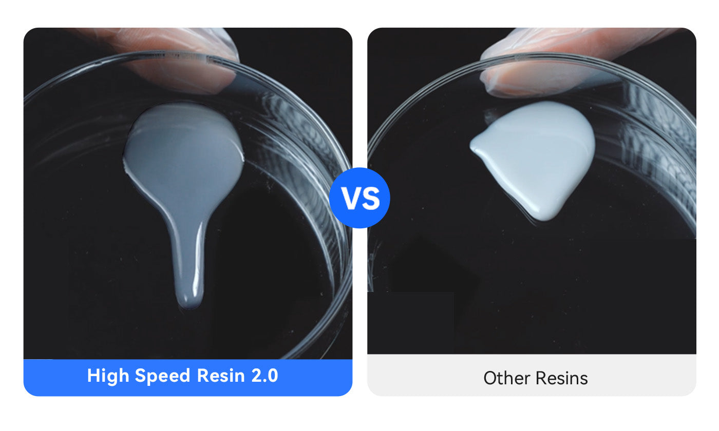 Anycubic High Speed Resin 2.0 düşük viskozite karşılaştırması