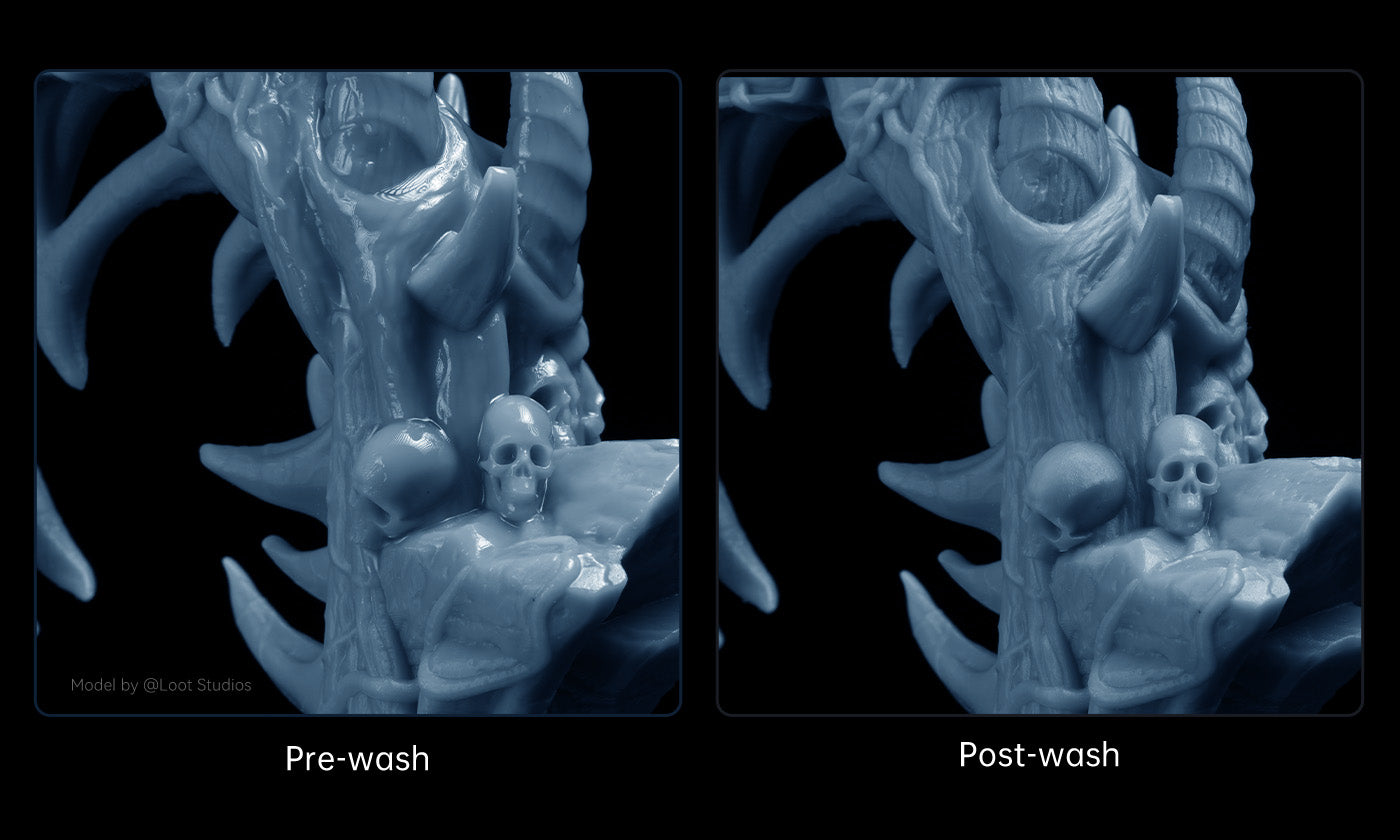 Anycubic High Speed Resin 2.0 baskı sonrası yıkama öncesi ve sonrası